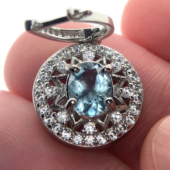 Blue Topaz 2.60ct Platinum Finish Solid 925 Sterling Silver Earrings - Picture 3 of 7